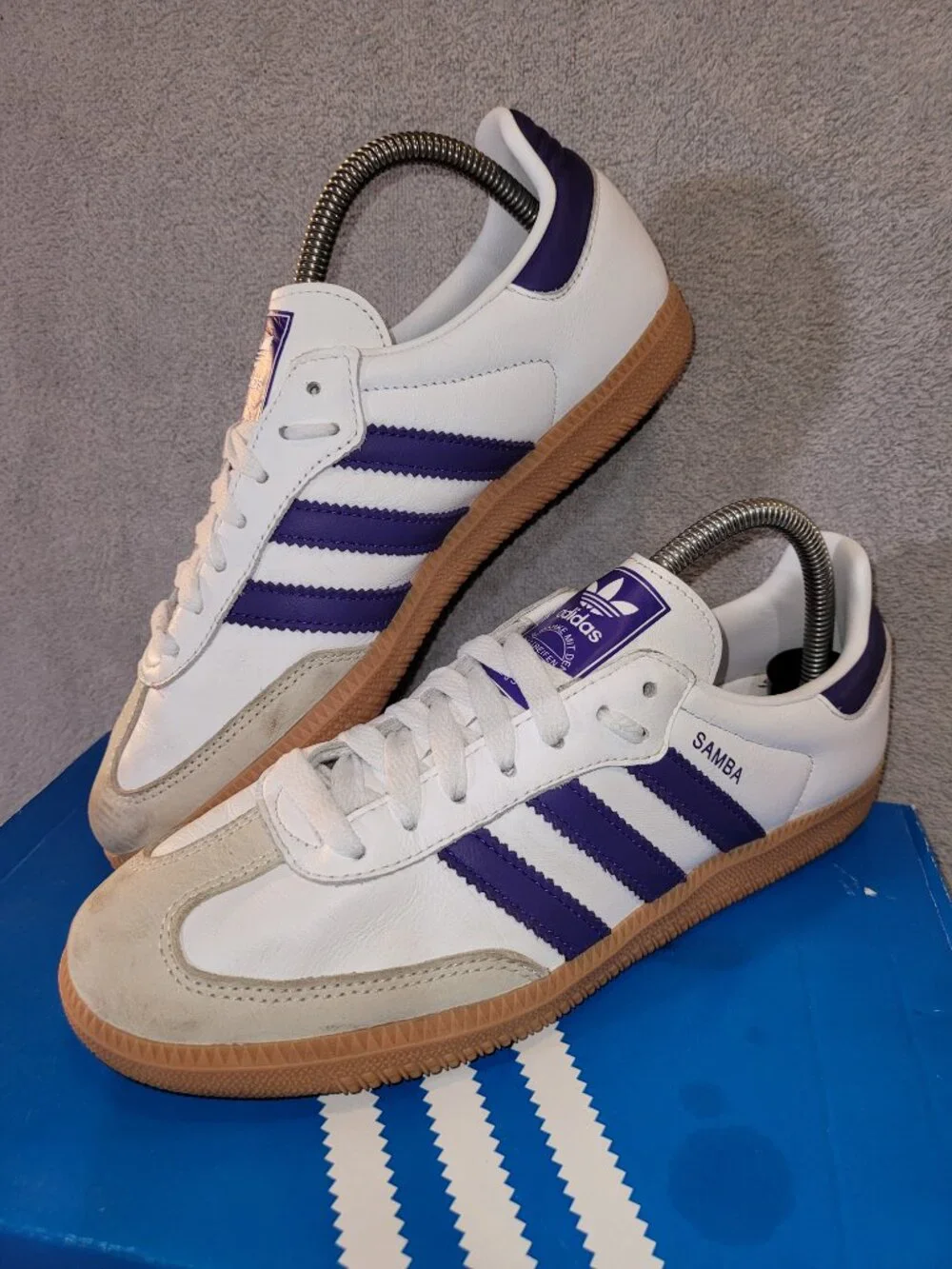 Adidas Samba OG Women's Size 8 White Purple Tan Gum Sneakers IF6514 (#1754)